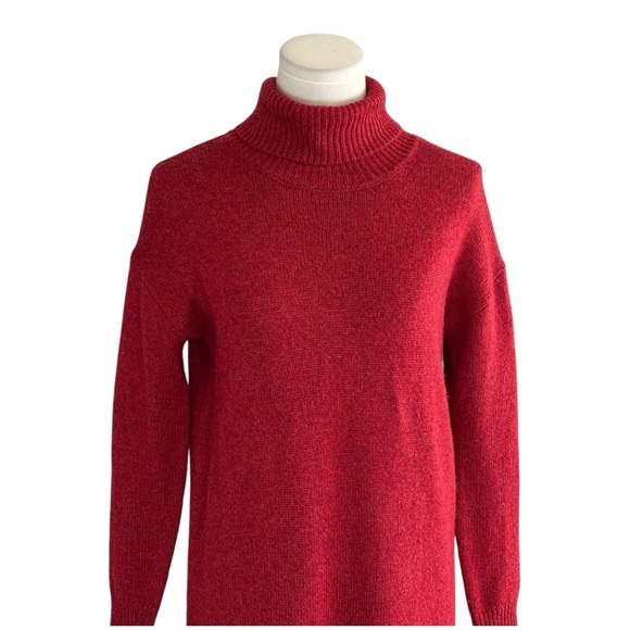Marine Layer Crimson Red Addison Knit Wool Cashmere‎ Turtleneck Mini Dress Sz XS - Picture 4 of 8